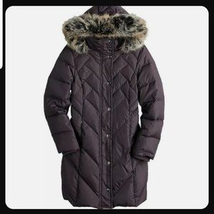 Black London Fog Faux-Fur-Trim Hooded Down Puffer Coat